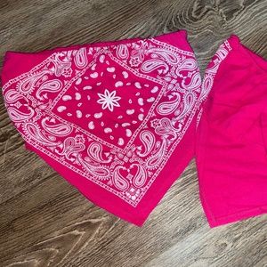 Hot Pink Bandana Strapless top